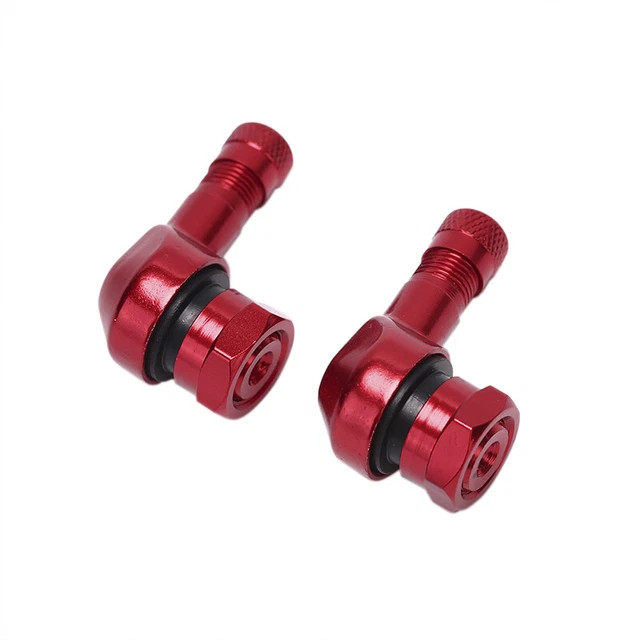 2x Pneumatico Ruota Angolo Moto CNC 90 gradi Valvola Tubeless Albero Alluminio ReH*TM