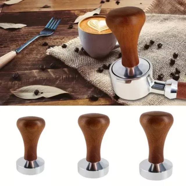 Edelstahl Kaffee Tamper Holz Griff Barista Espresso Mühle