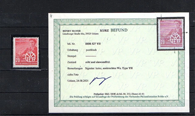 DDR. Mi.-Nr. 527 YII, postfrisch, Befund MayerBPP.