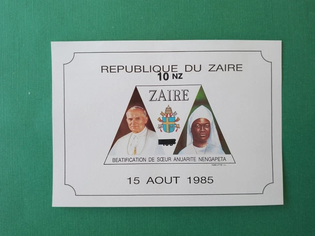 Zaïre Bloc surchargé Nouvelle Valeur en Nouveau Z Pape Jean-Paul II MNH neuf