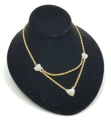 Vtg Elegant SWAROVSKI Heart Necklace Choker Crystal Hearts Pendant Love Jewelry