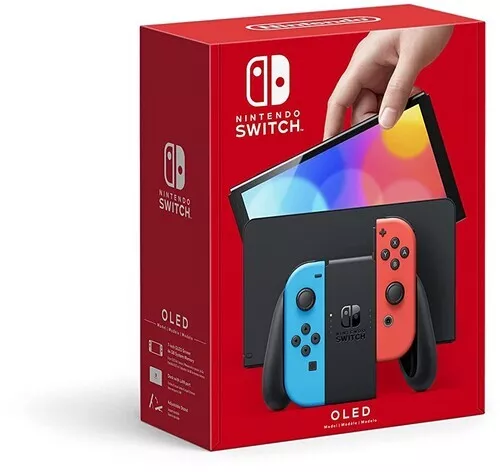 Nintendo Switch (OLED model) with Neon Red & Neon Blue Joy-Con [New ]