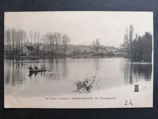 cpa 37 - SAINT AVERTIN (Indre et Loire) PONT et BATEAU sur le CHER Canotage