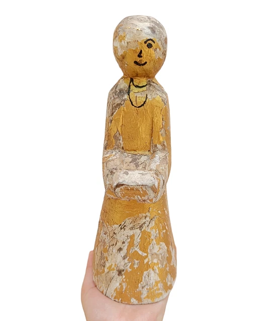Vintage Old Antique Fine Hand Carved Beautiful Wooden Woman Figure / Statue
