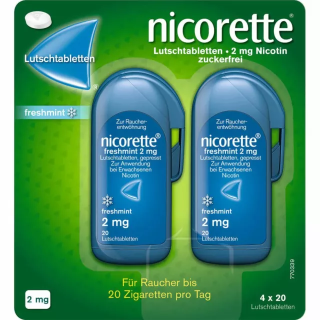 NICORETTE freshmint 2 mg Lutschtabletten gepresst 80 St PZN09633907