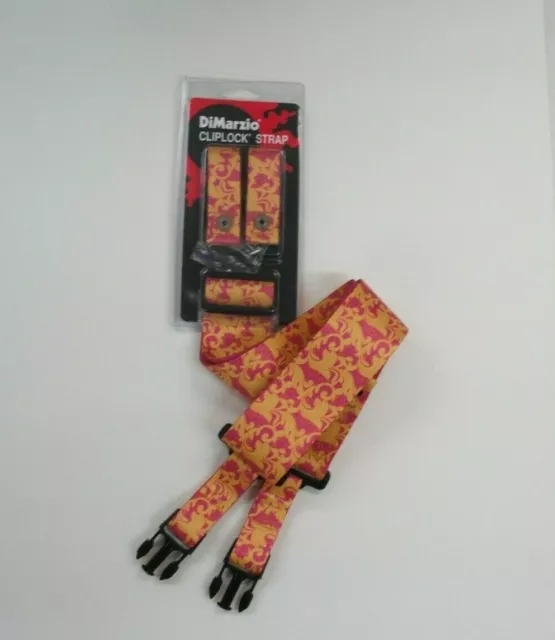 Dimarzio Steve Vai Utopia Cliplock Guitar Strap Pink/Gold 2"  Wide Dd2252