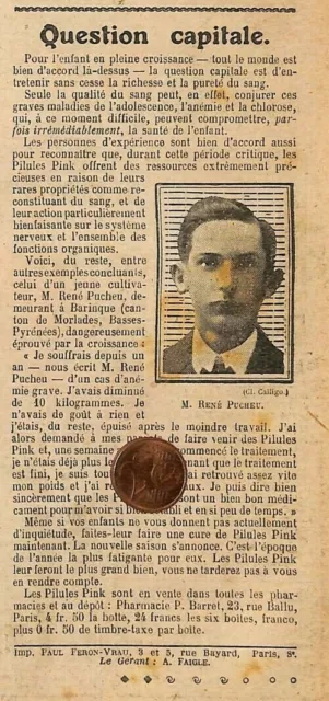 GENEALOGIE / BARINQUE (64) RENé PUCHEU / PUBLICITE PINK 1922