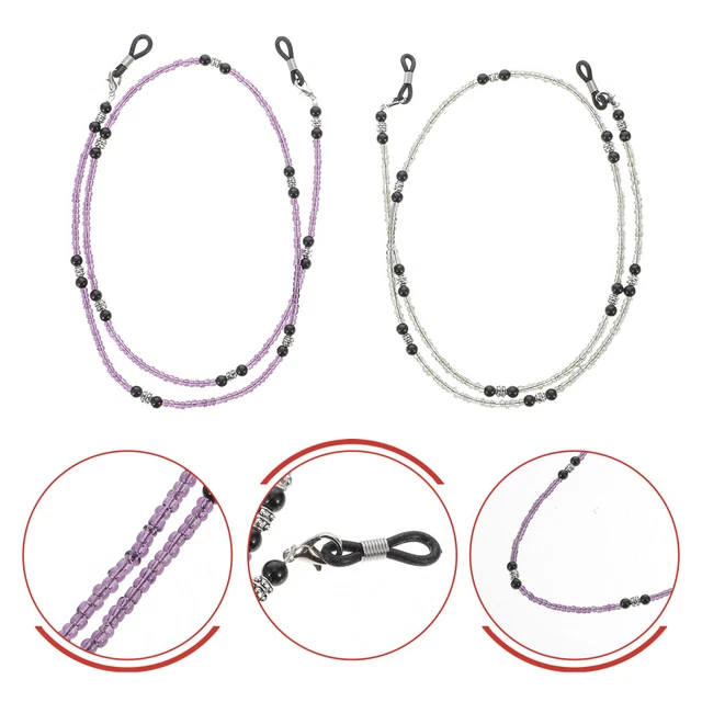 2 Pcs Sunglass Holder Strap Beaded Glasses Lanyard Fashion Glasses Vintage 4