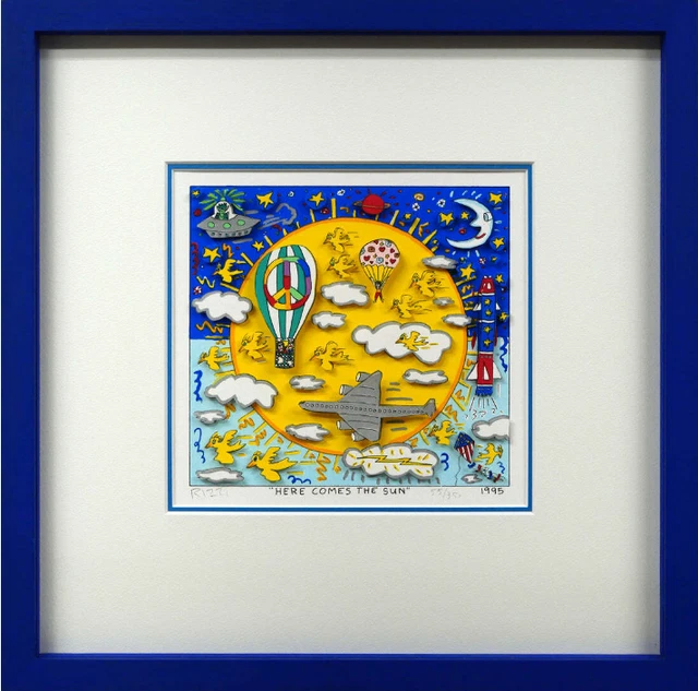 JAMES RIZZI HERE COMES THE SUN 3D Pop-Art Serigraph Signed Framed