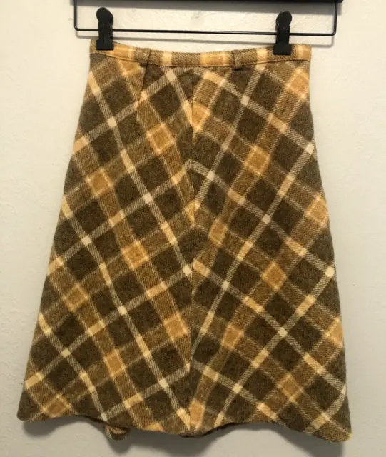 Vintage 50's CAROL BRENT Plaid Wool Skirt Girls Size 22" Waist 22" Length