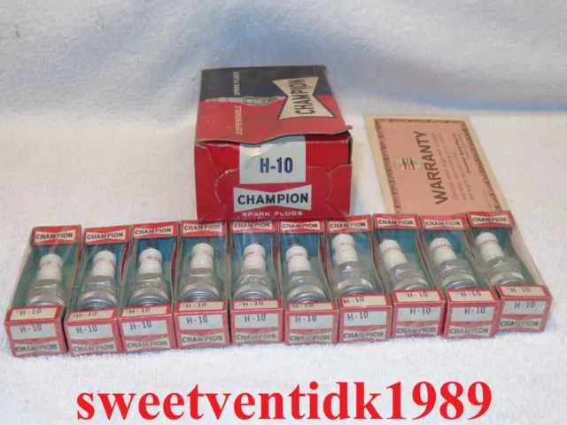 ( 10 )..‘NOS’ Champion H-10 Spark Plugs .. Ford, Mercury, Graham .. Circa 1960’s