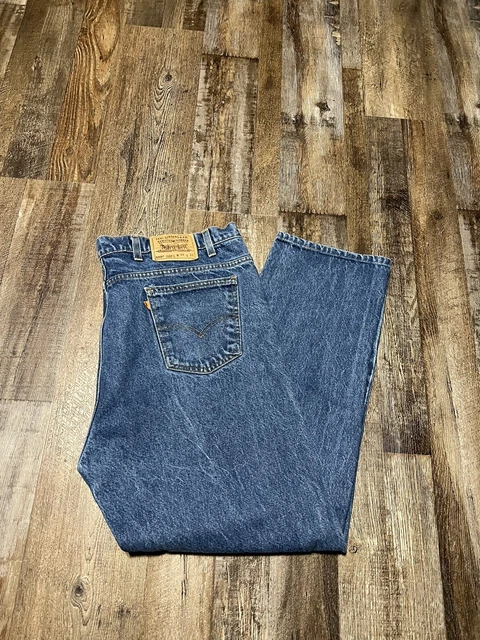 Vintage Levis Orange Tab Tag 505 Regular Fit Medium Wash Denim Jeans Sz 42X30