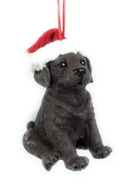 Chocolate Lab Puppy w Santa Hat Christmas Tree Ornament Kurt Adler