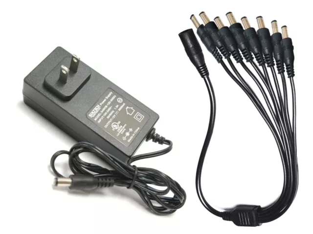 [UL Listed] SOLTCH 12V 3A CCTV Security Camera Power Supply Adapter with 8-Wa...