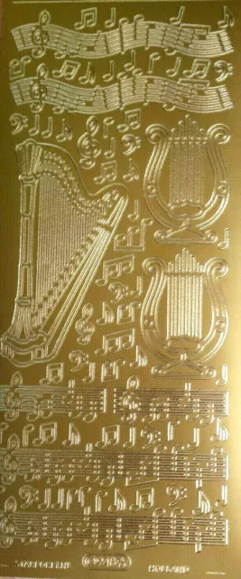 Stickerbogen  MUSIKINSTRUMENTE  Harfe  Noten gold   sehr schön   günstig    Neu