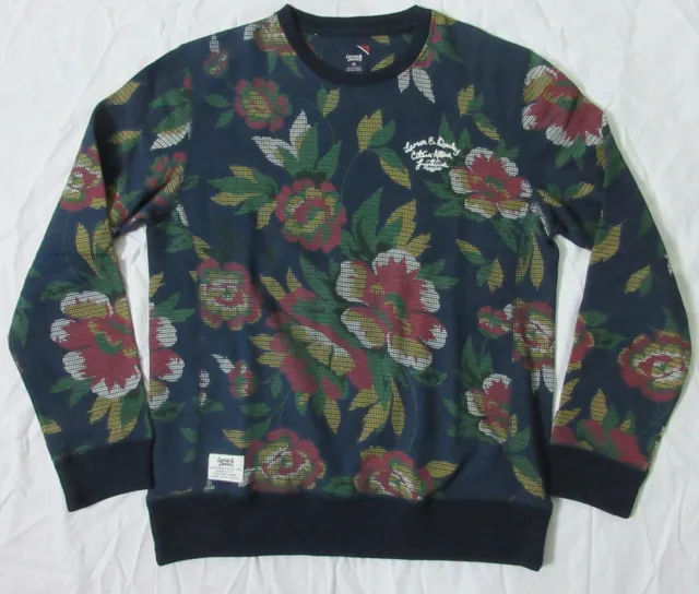 Lemar & Dauley Maplewood Floral Crewneck Sweat Shirt Navy M, L, 2Xl