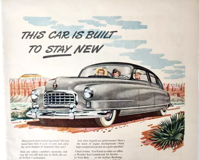 Nash Ambassador Airflyte Car Vtg 1950 Magazine Ad Print Automobile Advertising