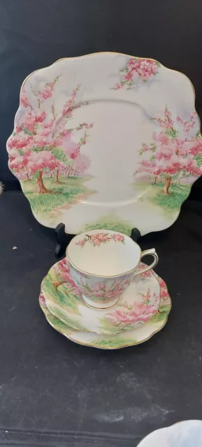 Royal Albert . Blossom Time . Trio of Cup Saucer and Side Plate  Plus Cake Plate