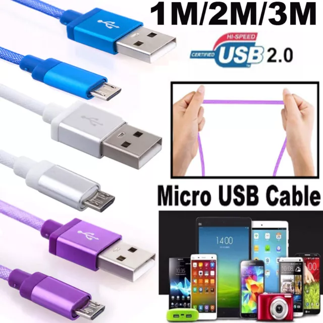 Micro USB Charger Cable Fast Charging 1M/2M/3M For Mobile Android Phone Cord