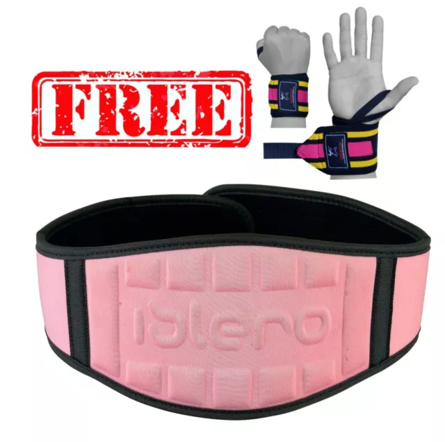 EVO Ladies Pink Weight lifting Gym belts Neoprene GEL Back Support Straps Wraps