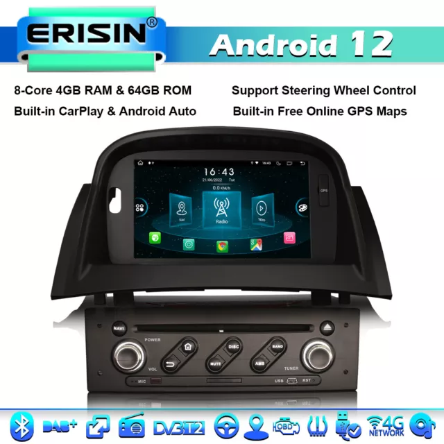 8-Core 64Go Android 12.0 Autoradio GPS CarPlay DAB+DSP WIFi RDS Renault Megane 2