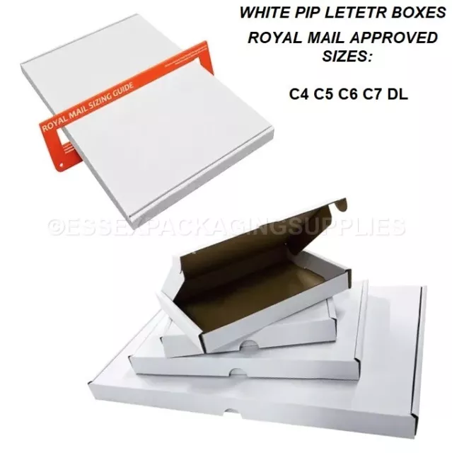 Mailer Boxes PIP WHITE Cardboard Foldable Net Letter Boxes Small Medium Large