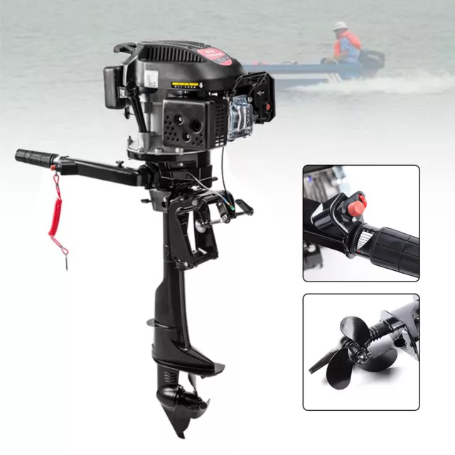 6HP 4 Stroke Gas Outboard Motor Fishing Boat Trolling Engine Air Cooling 3750W