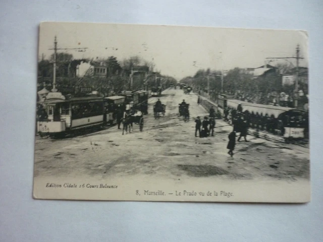 Carte Postale /  Marseille  Le Prado Vu De La Plage  ..... Tramway