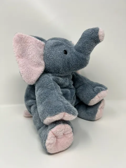 Ty Pluffies Winks Elephant Plush Stuffed Animal Baby Lovey Toy 2002 Gray Pink 8”