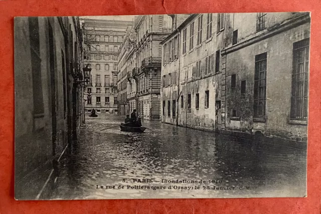 CPA 75 PARIS - Inondations de 1910 - La rue de Poitiers (gare d’Orsay)