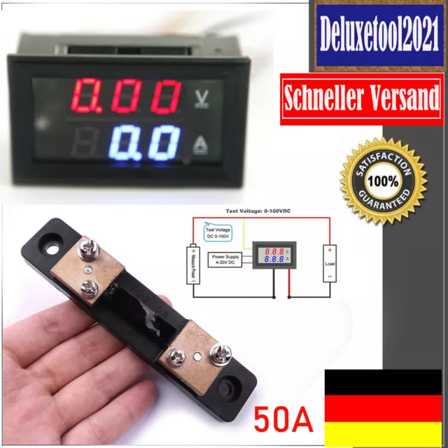 Digital Voltmeter Amperemeter 50A Spannung Strom Leistungsmesser Nebenwiderstand