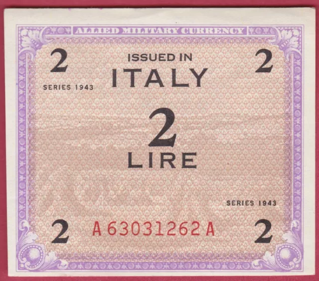 R* ITALY 2 LIRE 1943 FORBES P-M11a XF+ DETAILS #1333