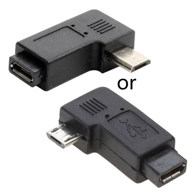 90 Degree Left & Right Angled Connector Micro USB to Micro USB Adapter Portable