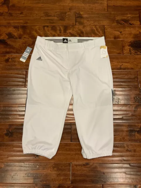 Adidas White & Gray Striped Softball Pants, Size 2XL NWT!