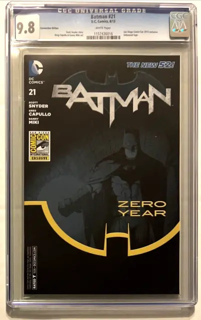 Batman #21 Cgc 9.8 Sdcc Variant San Diego Comic Con New 52 Snyder Capullo 2013