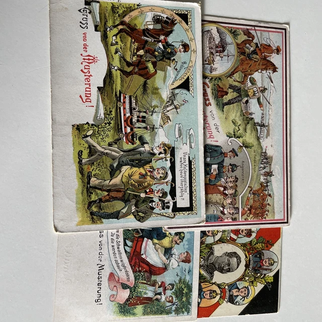 Tolles Postkartenkonvolut „Gruss von der Musterung“, super Zustand
