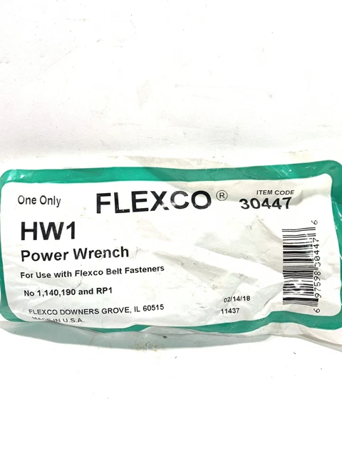Flexco Conveyor Belt Fastener Installation Tool HW1 Power Wrench 30447 Green