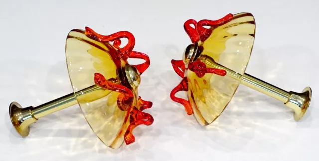 2 Vintage MURANO Mid-Century Modern ART GLASS Drapery CURTAIN Hold TIE BACKS