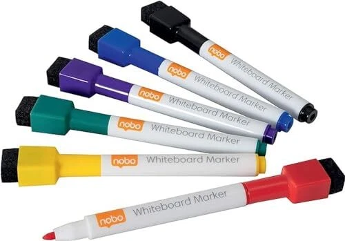Nobo - Mini marqueurs effaçables à sec coloris Assortis Pack 6 1903792