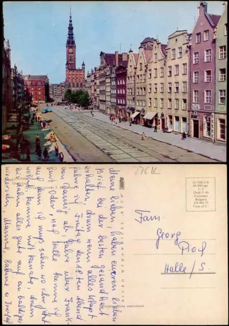 Postcard Danzig Gdańsk/Gduńsk Langer Markt 1977