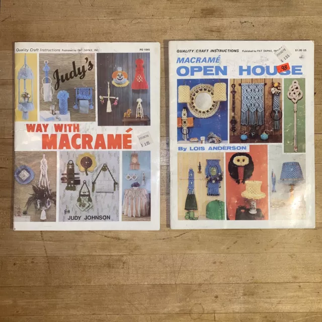 2 VTG. 1979 Macrame Books Judy's Way With Macramé PD-1045 64 Open House Patterns