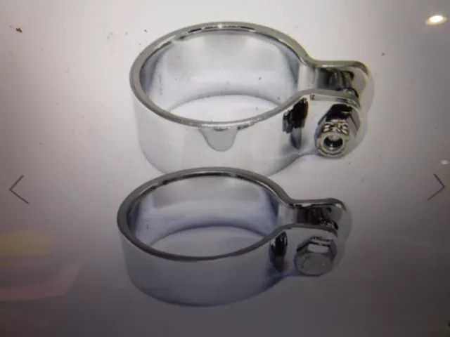 1 Set Chrome 1 7/8" Exhaust Clamps Harley Davidson & Custom Choppers