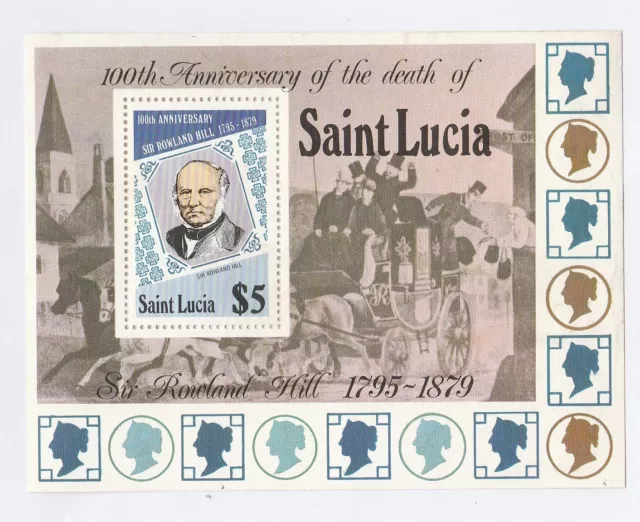 St Lucia MNH 1979 The 100th Anniversary of the Death of Sir Rowland Hill M/S