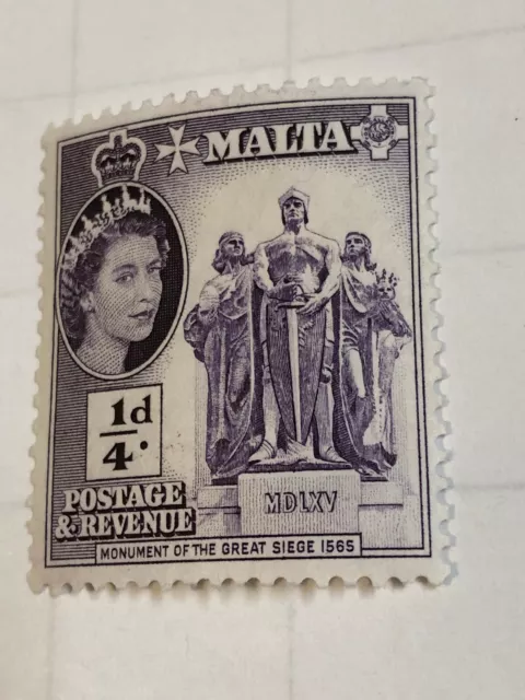 Vintage Stamp 1950's Malta "Monument of the Great Siege"