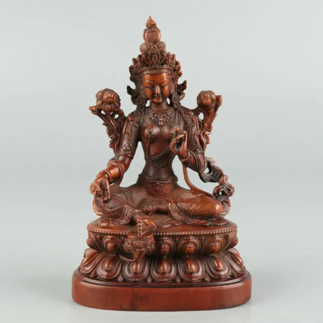 Chinese Exquisite Hand-carved Tibetan Buddha Carving Boxwood statue