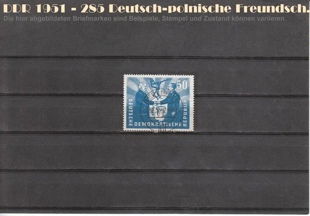DDR Jahrgang 1951 Deutsch-Polnische Freundschaft MiNr 285 gestempelt 34€ Michel