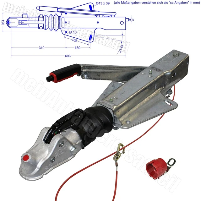 Dispositivo De Inercia AL-KO 247581 – Freno De Inercia Para Remolques De 1500 A 2700 Kg, Con Barra En V Y Montaje Superior