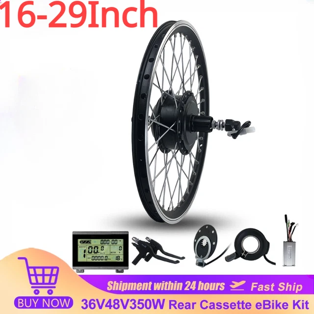 36V48V 350W Rear Cassette Wheel Hub Motor16-29"700C Electric Bike Conversion Kit