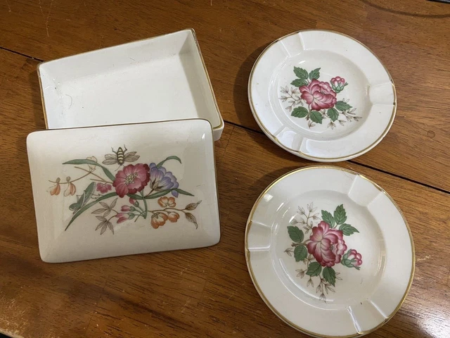 Cigarette Box and two Matching Ashtrays - Wedgewood Charnwood Pattern