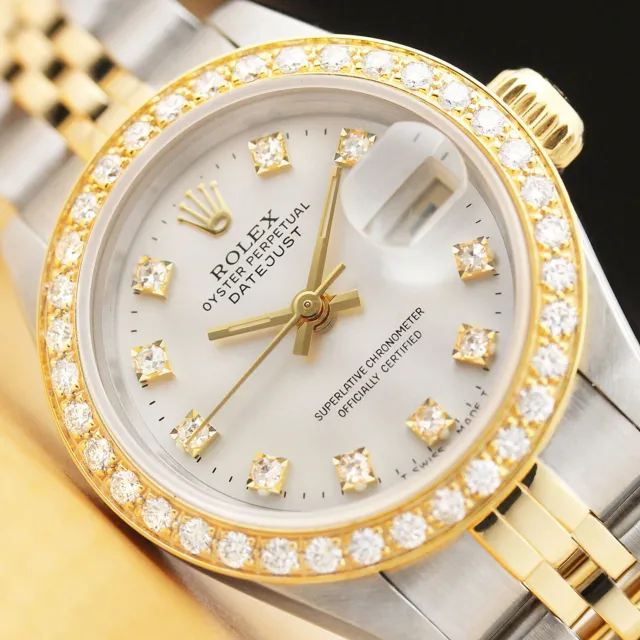 Donna Rolex Datejust Fabbrica Diamante Bicolore 18K Oro Giallo Acciaio Orologio